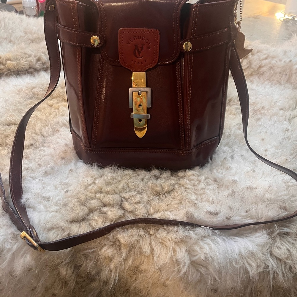 Verucci Italy  Dark Brown Leather Crossbody Bag